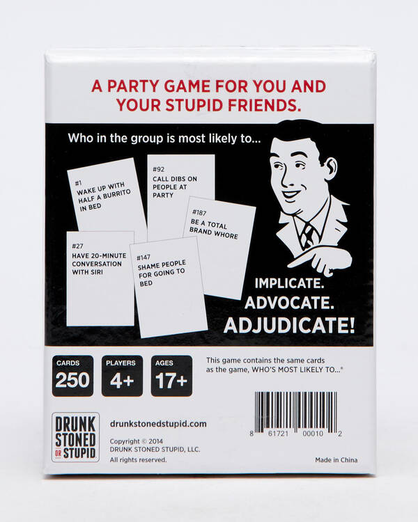 Get It Now Drunk Stoned Or Stupid Card Game for Unisex