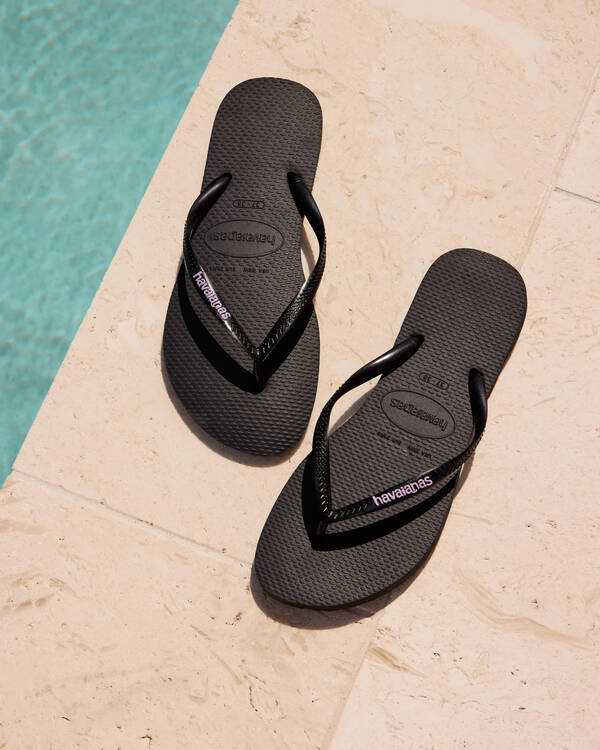 Havaianas Slim Rubber Logo Thongs for Womens
