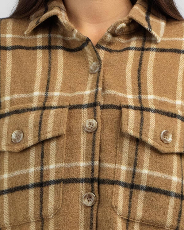 Rhythm Long Check Shacket for Womens