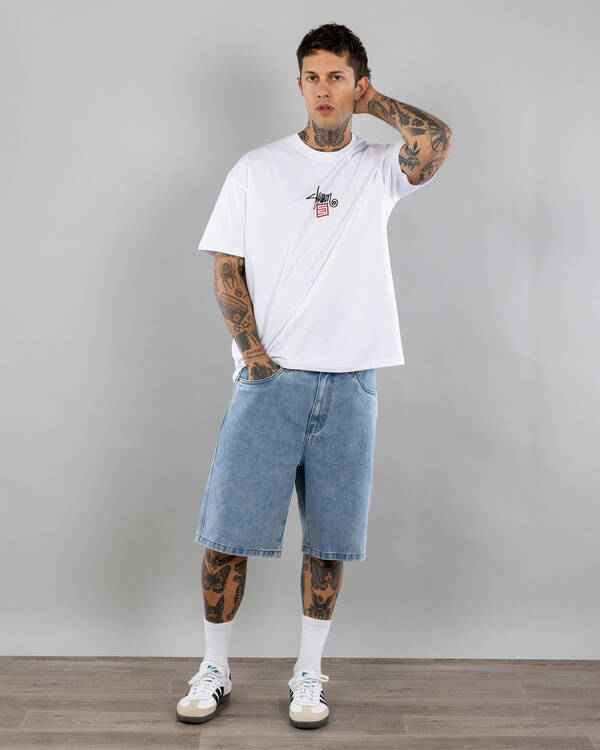 S-Double Embroidered Denim Shorts for Mens