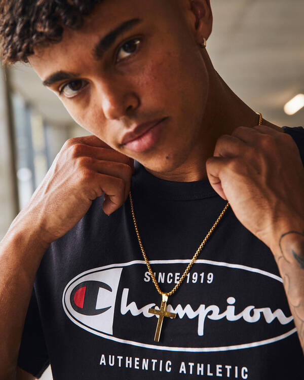 REPUBLIK Gold Cross Chain Necklace for Mens