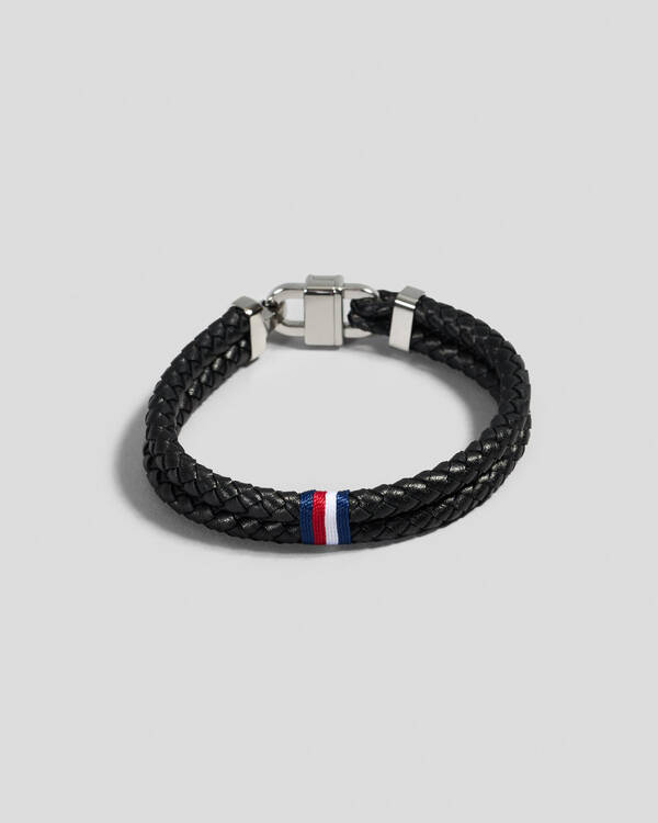 Tommy Hilfiger Leather Carabiner Bracelet for Mens