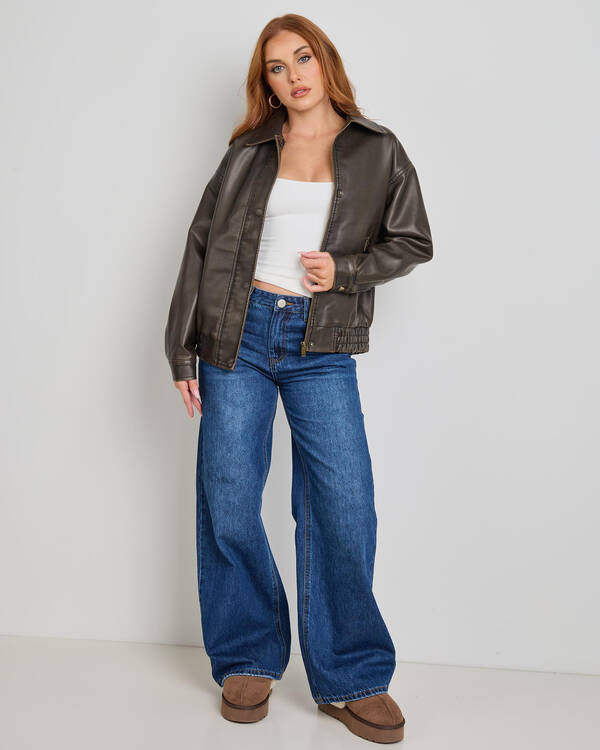 Ava And Ever Maverick Faux Leather Bomber Jacket for Womens
