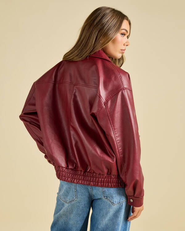 Ava And Ever Maverick Faux Leather Bomber Jacket for Womens