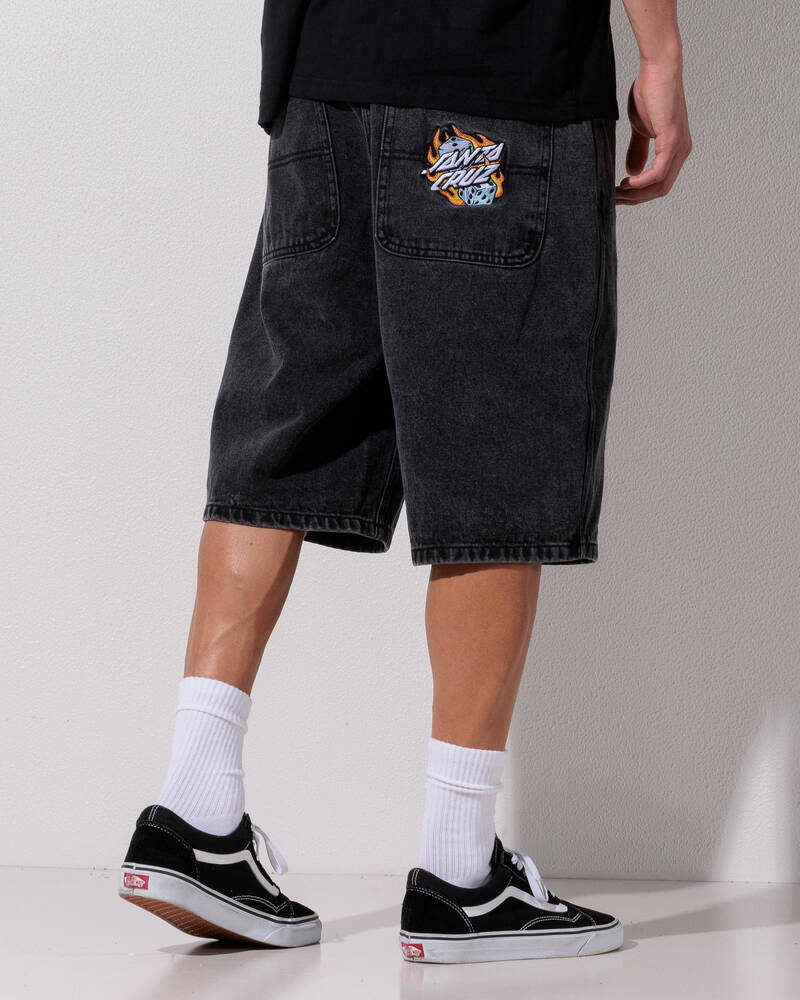 Santa Cruz Flaming Dice Dot Jean Shorts for Mens