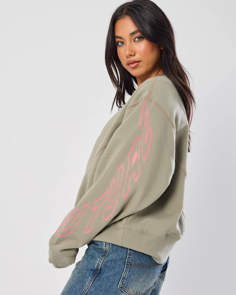 Fox Elevated Oversized Fleece Crew Sweatshirt for Womens