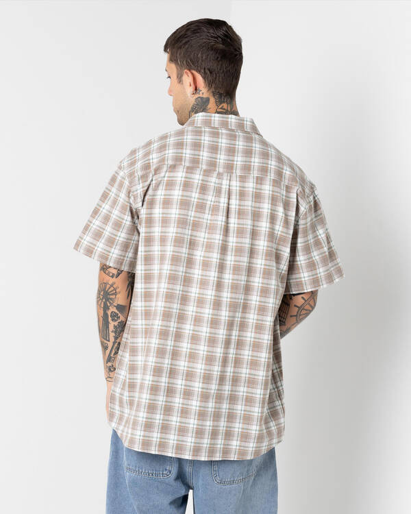 S-Double Blend Check Short Sleeve Shirt for Mens