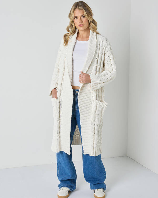Mooloola Vogue Longline Cable Knit Cardigan for Womens
