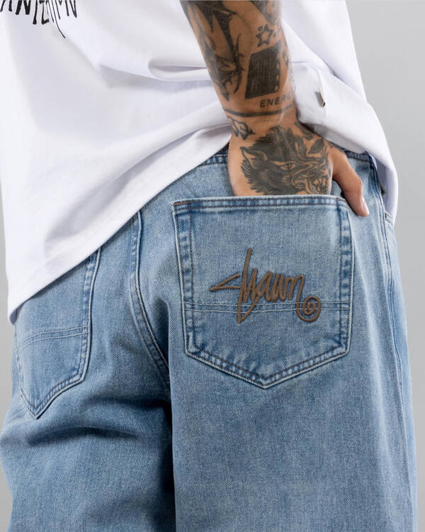 S-Double Embroided Denim Standard Jeans for Mens