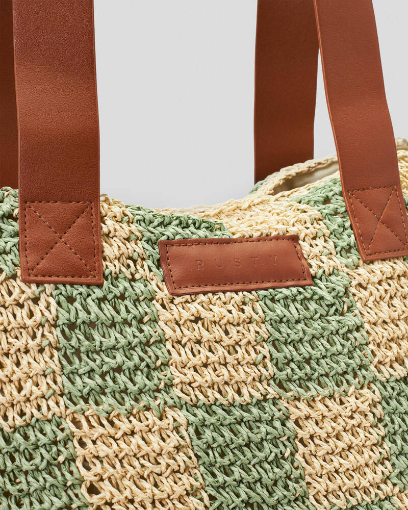 Rusty Checkmate Straw Bag for Womens