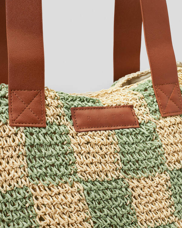 Rusty Checkmate Straw Bag for Womens