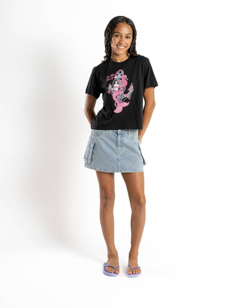 The Mad Hueys Girls' Seahorse Anchor Boxy T-Shirt for Womens
