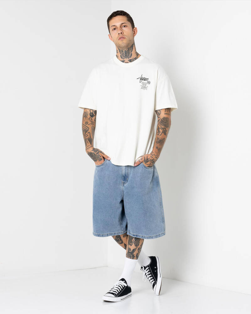 S-Double Print Denim Standard Shorts for Mens
