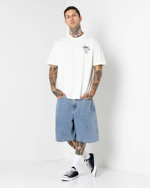 S-Double Print Denim Standard Shorts for Mens