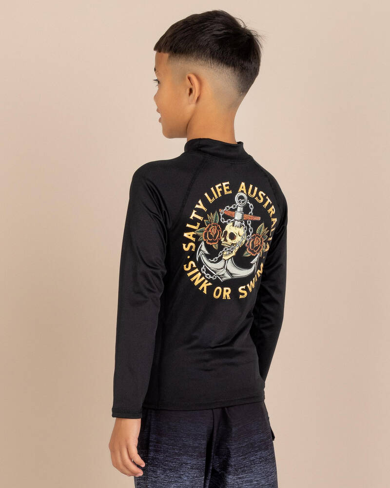 Salty Life Sink Or Swim Long Sleeve Rash Vest for Mens
