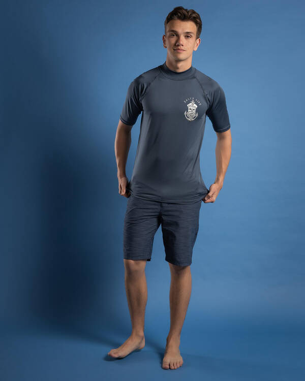 Salty Life Anchors Short Sleeve Rash Vest for Mens