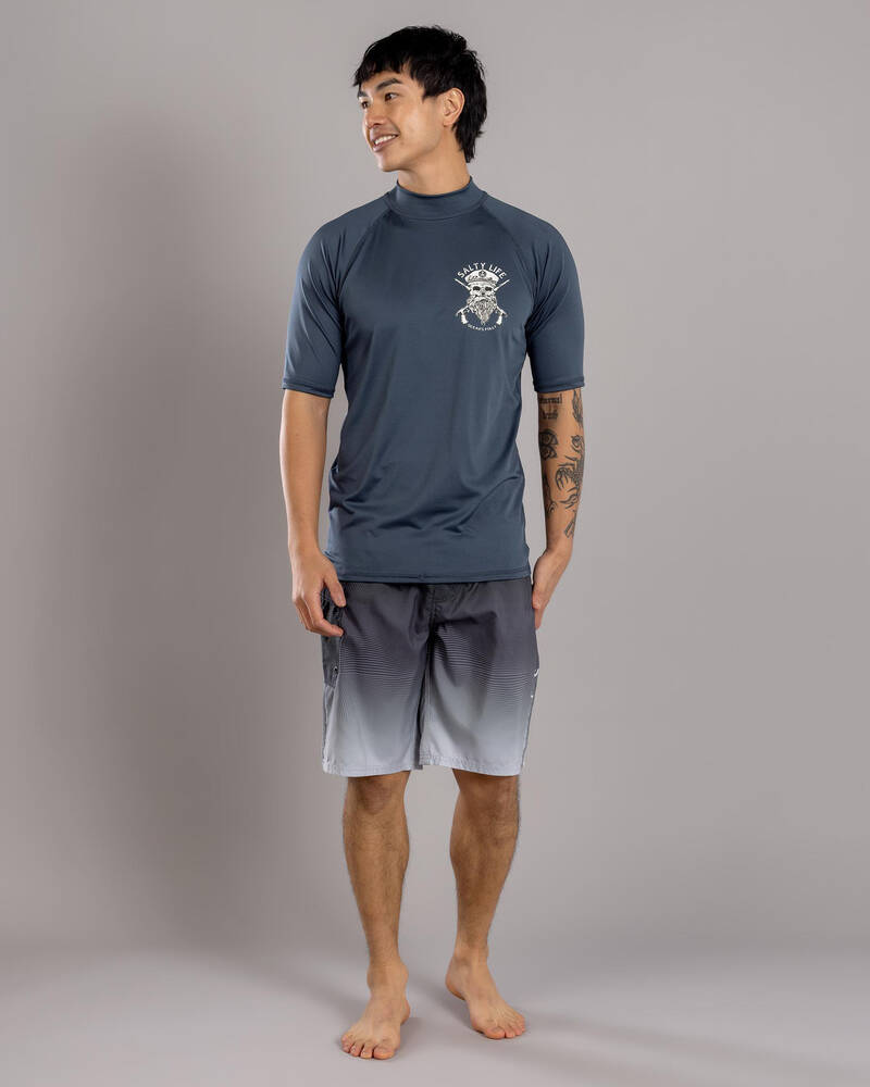 Salty Life Overboard Short Sleeve Rash Vest for Mens