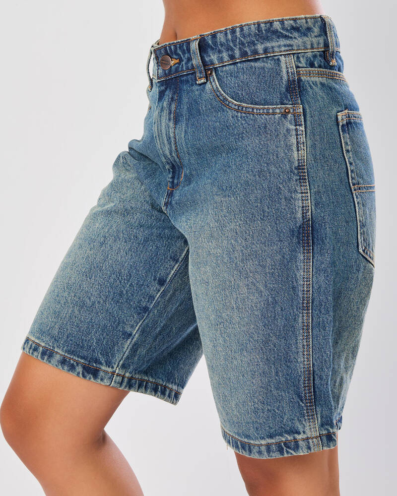 Worship Supplies Try Again Sloucher Denim Shorts for Womens
