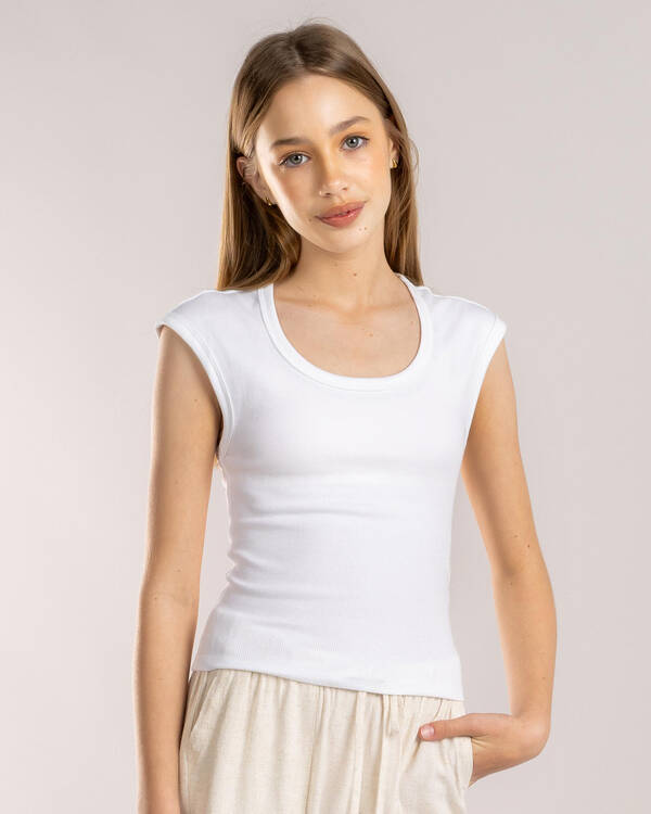 Ava And Ever Girls' Basic Rib Scoop Neck Tee for Womens