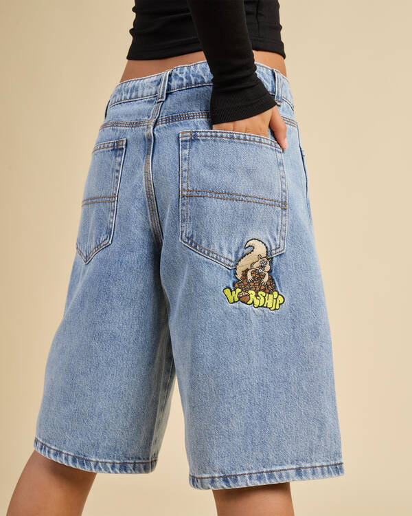 Worship Supplies Going Nuts Big Baggy Denim Shorts for Womens