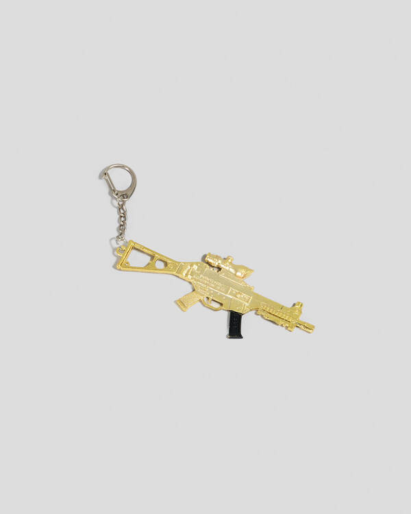 Miscellaneous Gold Machine Gun Keyring for Mens