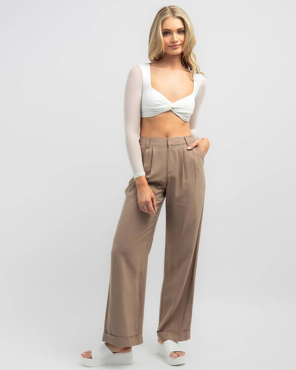 Ava And Ever James Mesh Long Sleeve Crop Top for Womens
