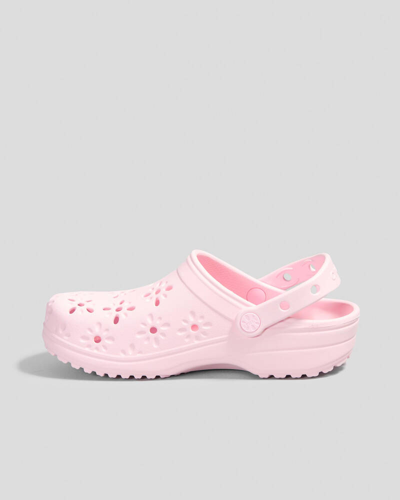 Crocs Classic Floral Cut Out Clogs for Womens