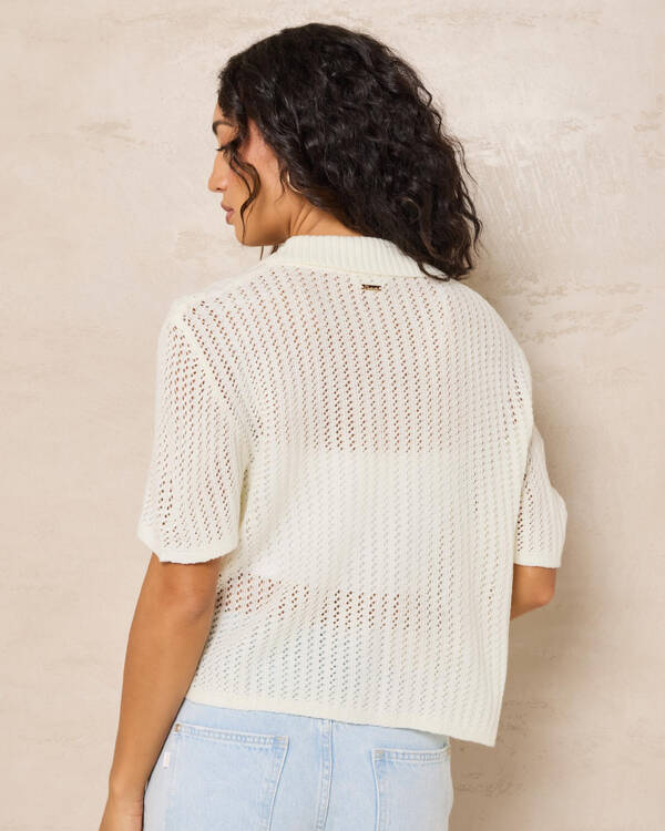 Mooloola South Beach Crochet Short Sleeve Shirt for Womens