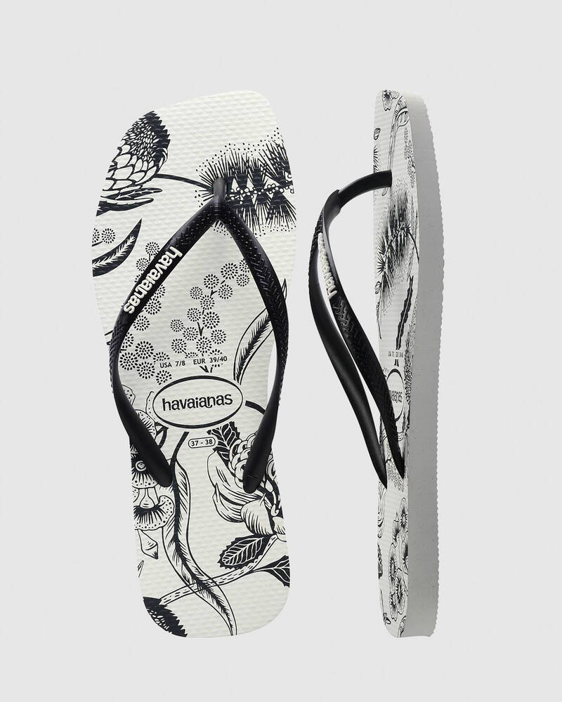 Havaianas Slim Square Printed Flower Thongs for Womens