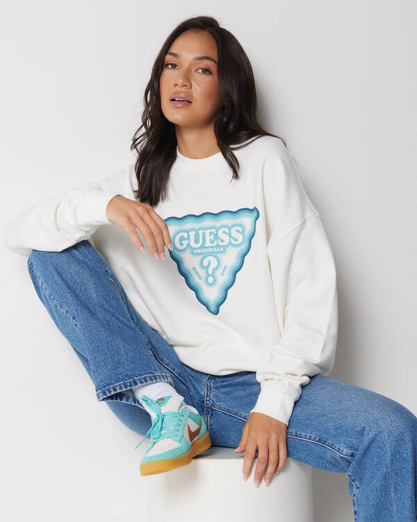 GUESS Multi-Colour Triangle Crew Neck Sweatshirt for Womens