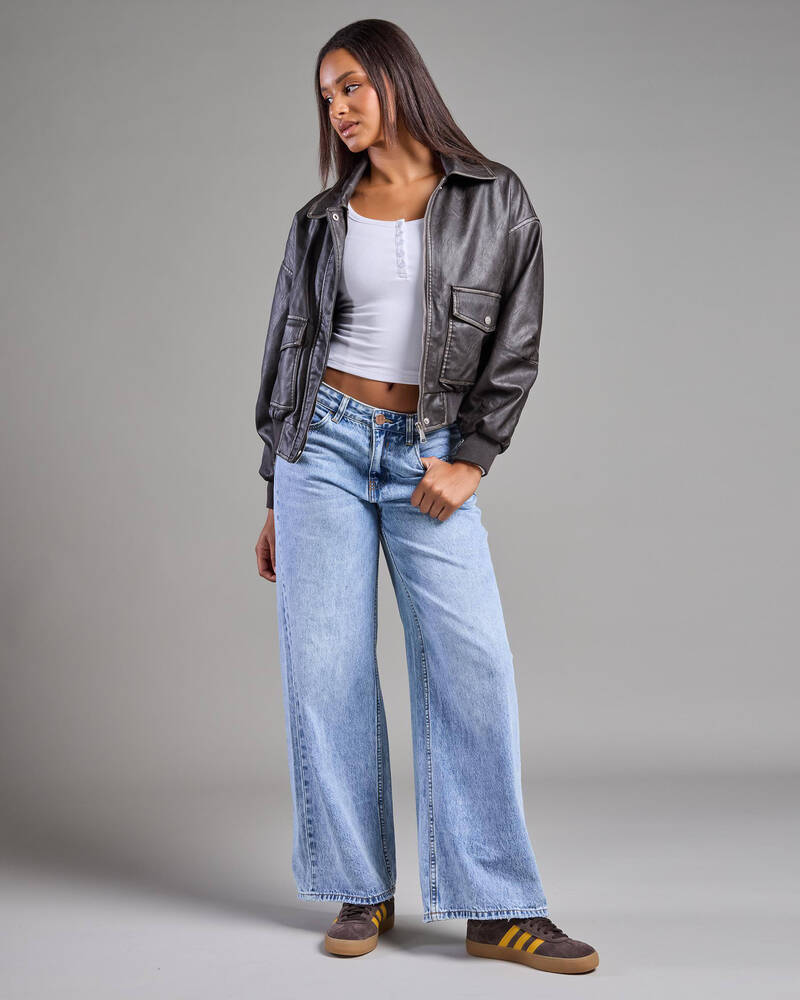 Ava And Ever Garage Faux Leather Bomber Jacket for Womens