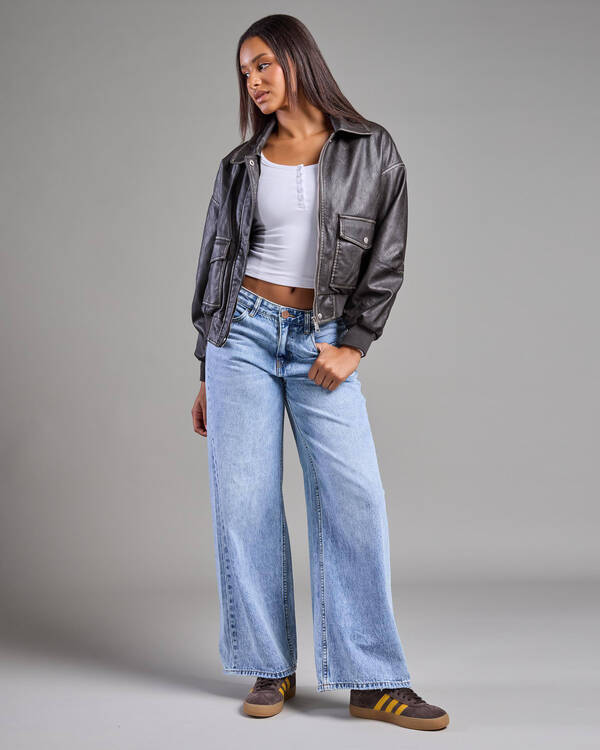 Ava And Ever Garage Faux Leather Bomber Jacket for Womens