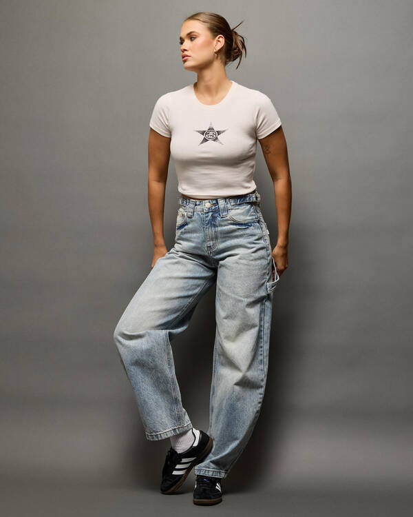 Stussy Stars Rib T-Shirt for Womens