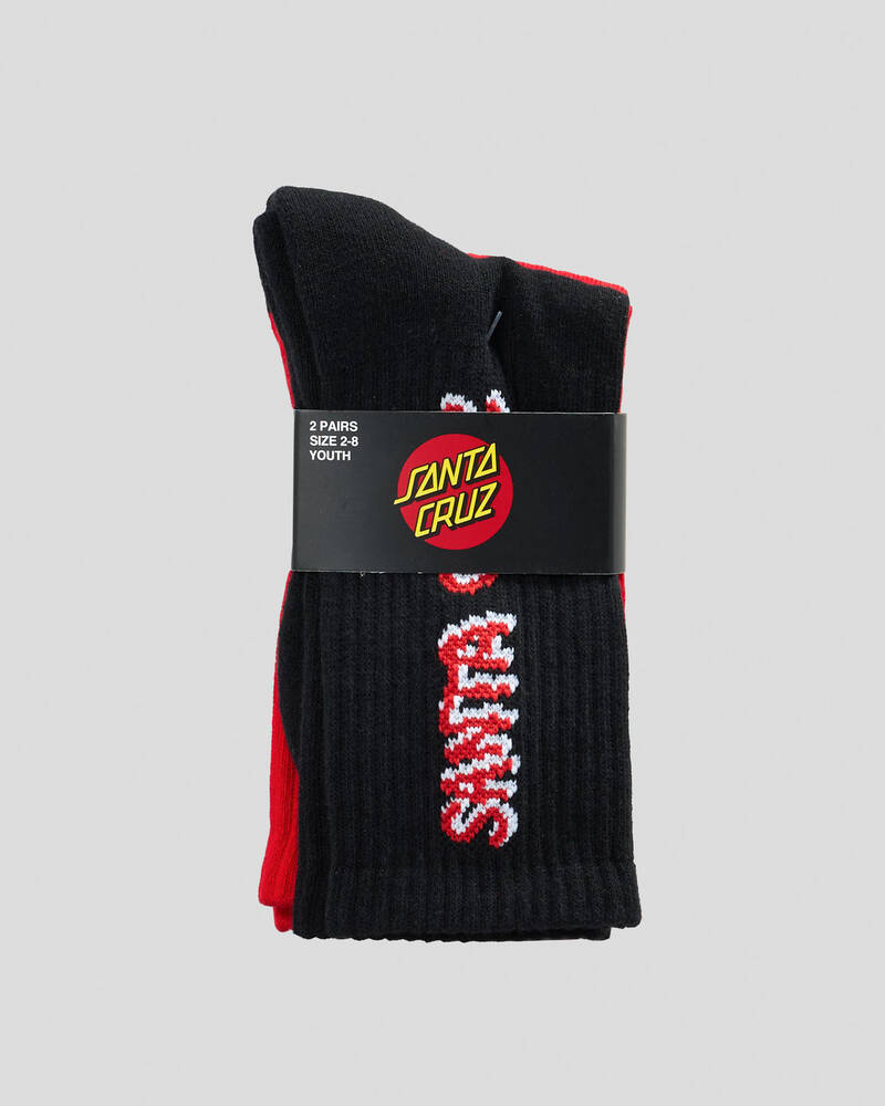 Santa Cruz Boys' Screaming Wave Strip Crew Socks 2 Pack for Mens