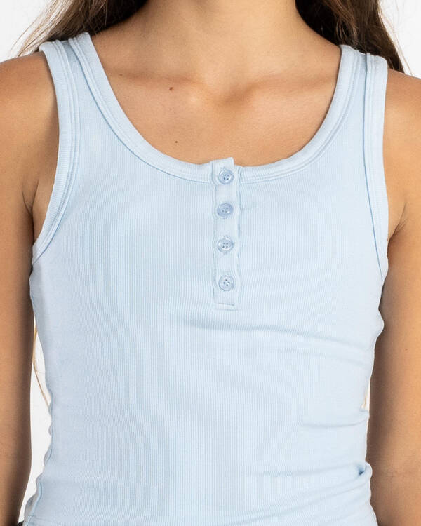 Ava And Ever Girls' Basic Fine Rib Henley Tank Top for Womens