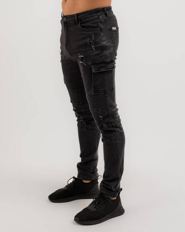Lucid Blackout Cargo Jeans for Mens