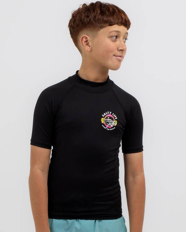 Salty Life Boys' Hidden Paradise Short Sleeve Rash Vest for Mens