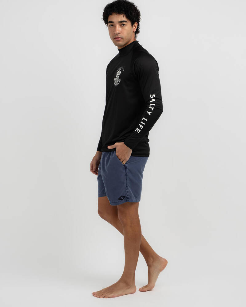 Salty Life Anchors Long Sleeve Rash Vest for Mens