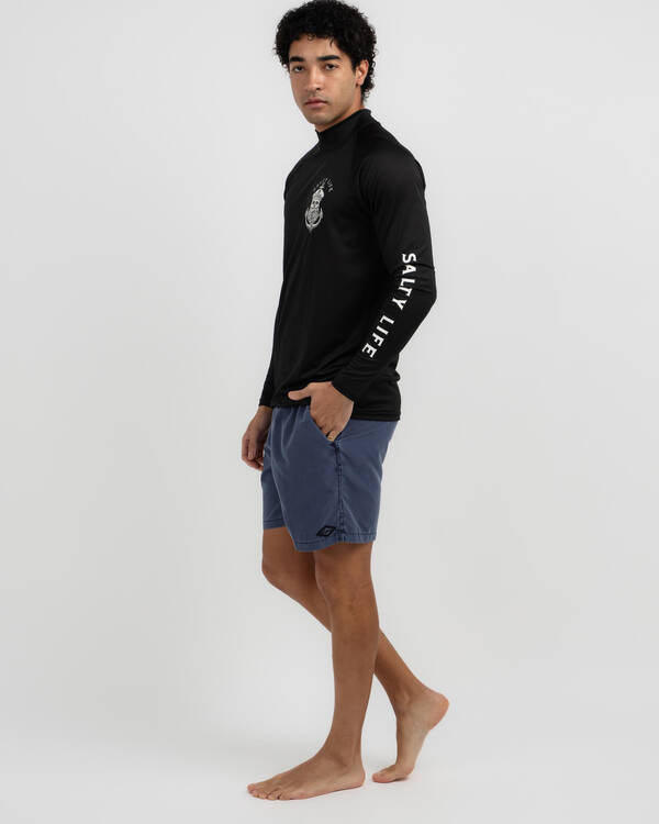 Salty Life Anchors Long Sleeve Rash Vest for Mens