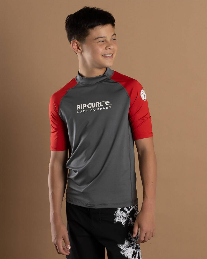 Rip Curl Boys' Shock Short Sleeve Rash Vest for Mens