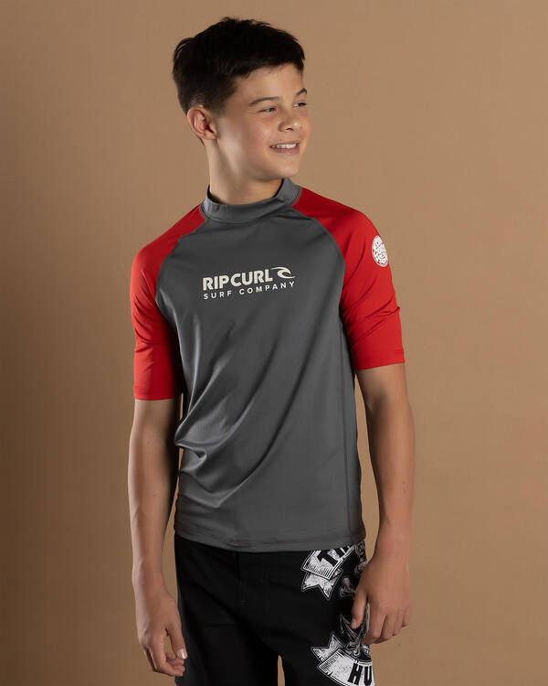 Rip Curl Boys' Shock Short Sleeve Rash Vest for Mens