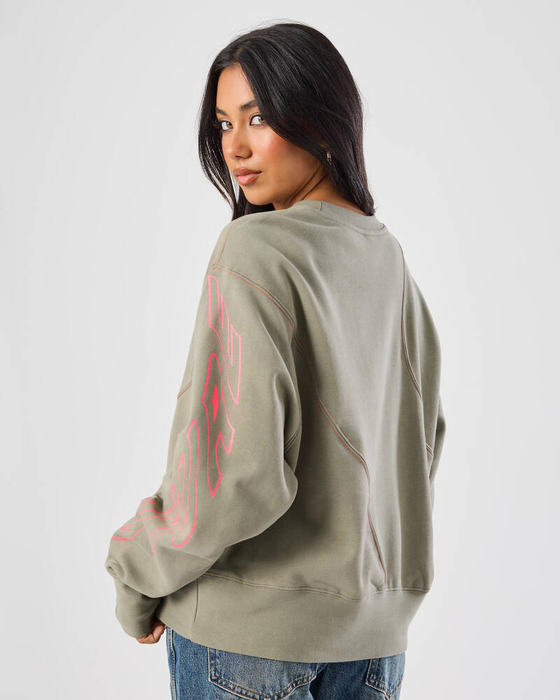 Fox Elevated Oversized Fleece Crew Sweatshirt for Womens