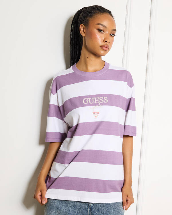 GUESS Block Stripe T-Shirt for Womens