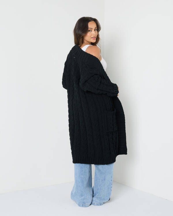Mooloola Vogue Longline Cable Knit Cardigan for Womens