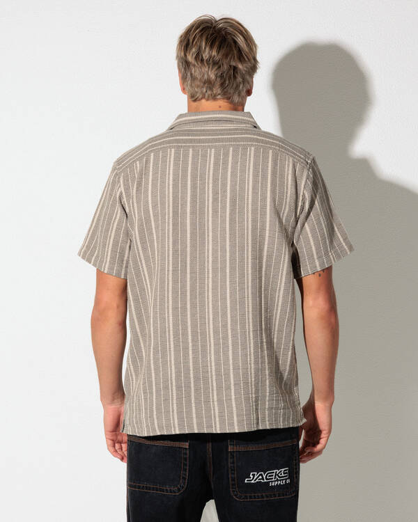 RVCA Vacancy Stripe Short Sleeve Shirt for Mens