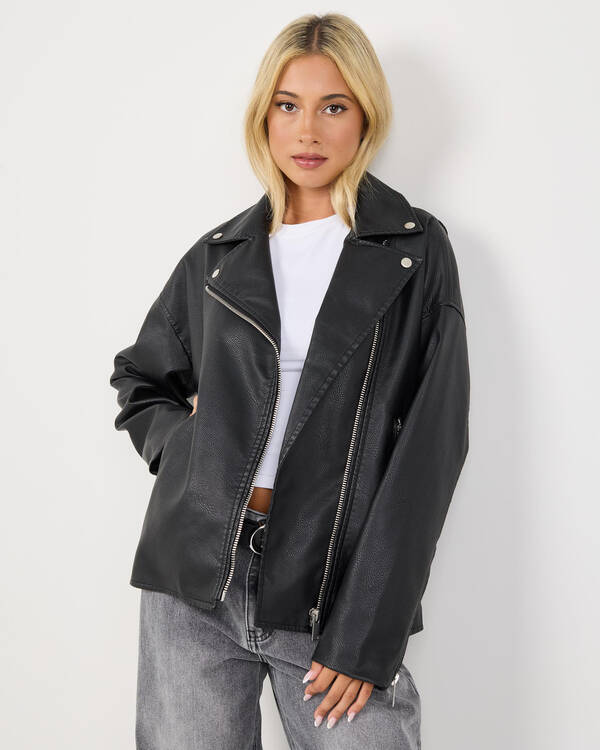 Ava And Ever Drifter Faux Leather Biker Jacket for Womens