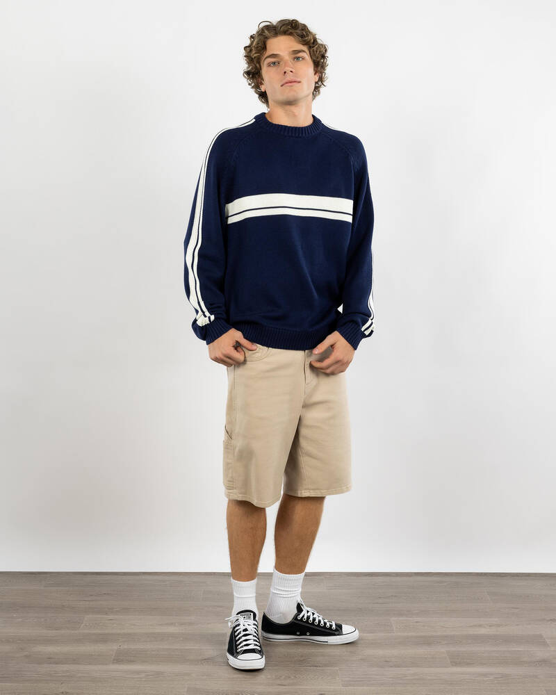Rusty White Lines 2.0 Knitted Crew Jumper for Mens