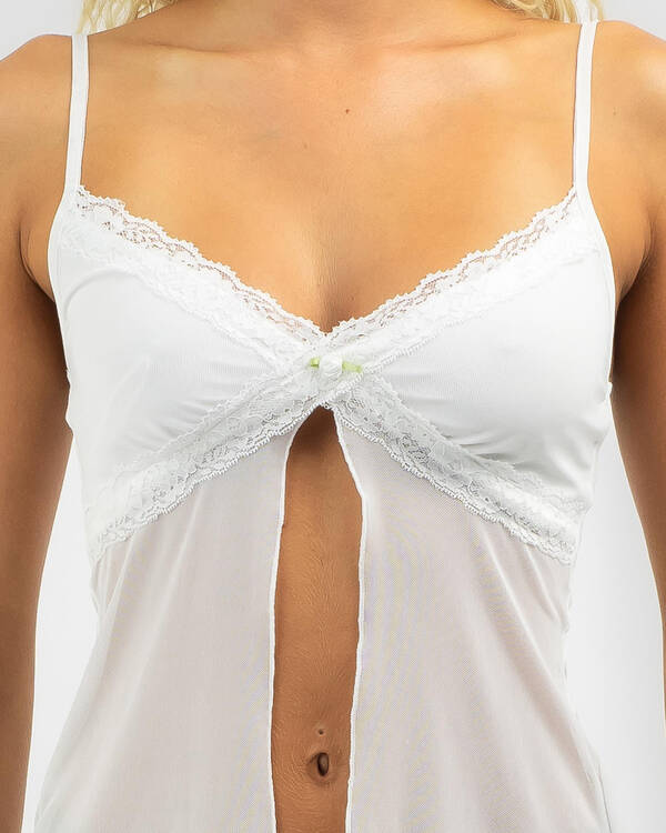 Ava And Ever Blossom Mesh Split Front Top for Womens