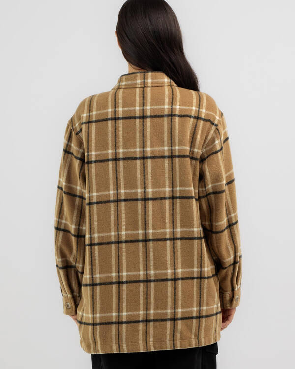 Rhythm Long Check Shacket for Womens