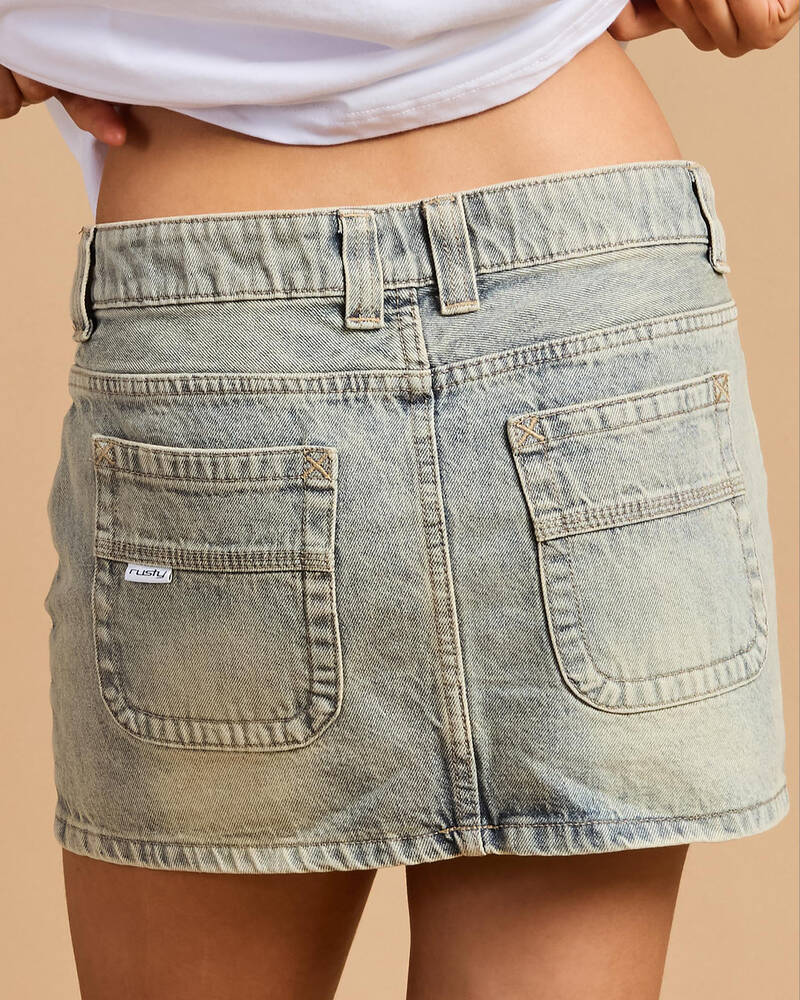 Rusty Dirty Mavericks Denim Mini Skirt for Womens